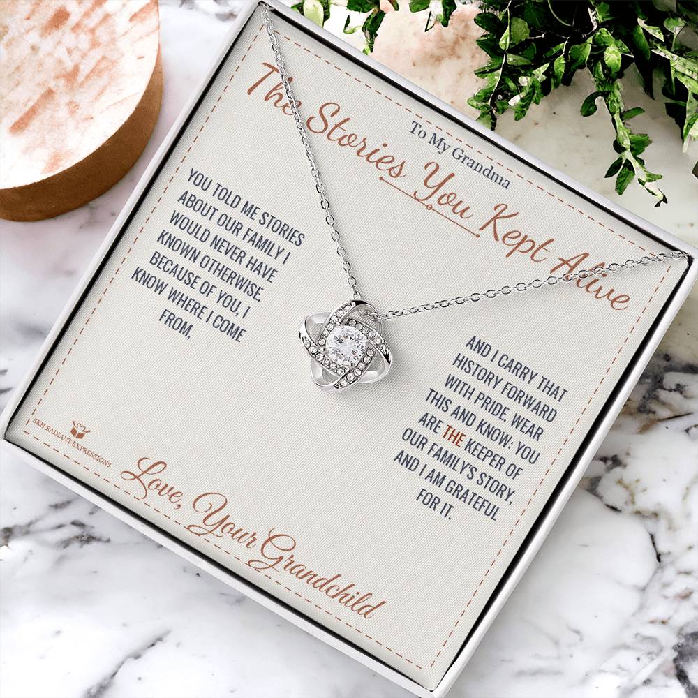 The Stories You Kept Alive - Love Knot Necklace for Grandmother - personalized keepsake gift from SKH Radiant Expressions