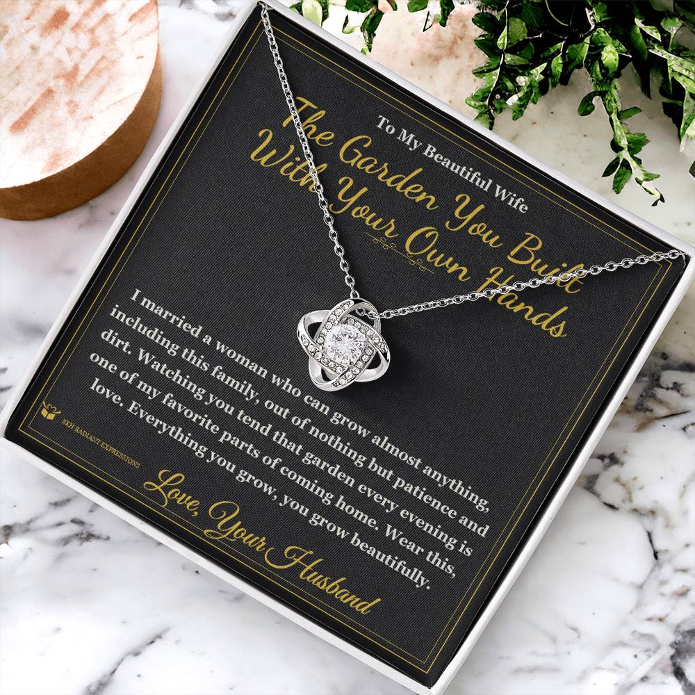 The Garden You Built With Your Own Hands - Love Knot Necklace with Red Rose Box for Wife