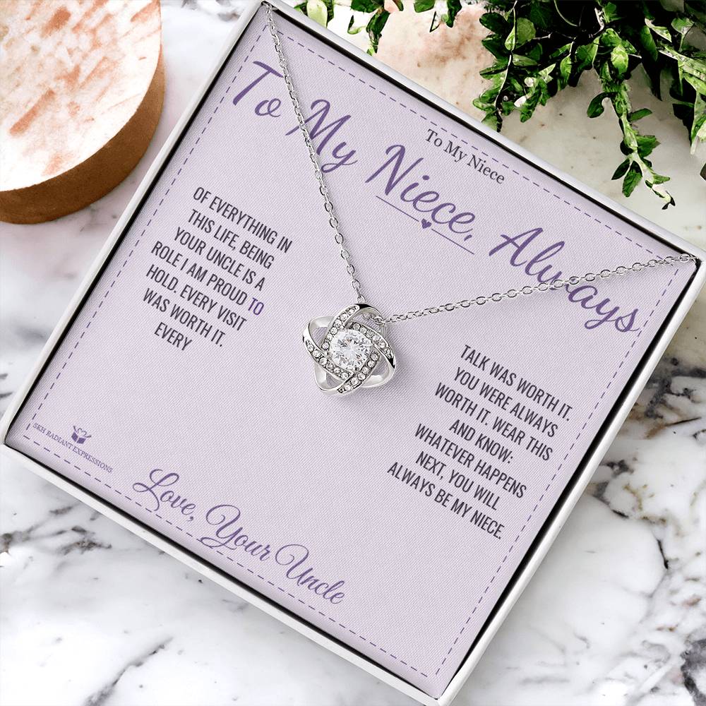 To My Niece, Always - Love Knot Necklace for Niece - personalized keepsake gift from SKH Radiant Expressions