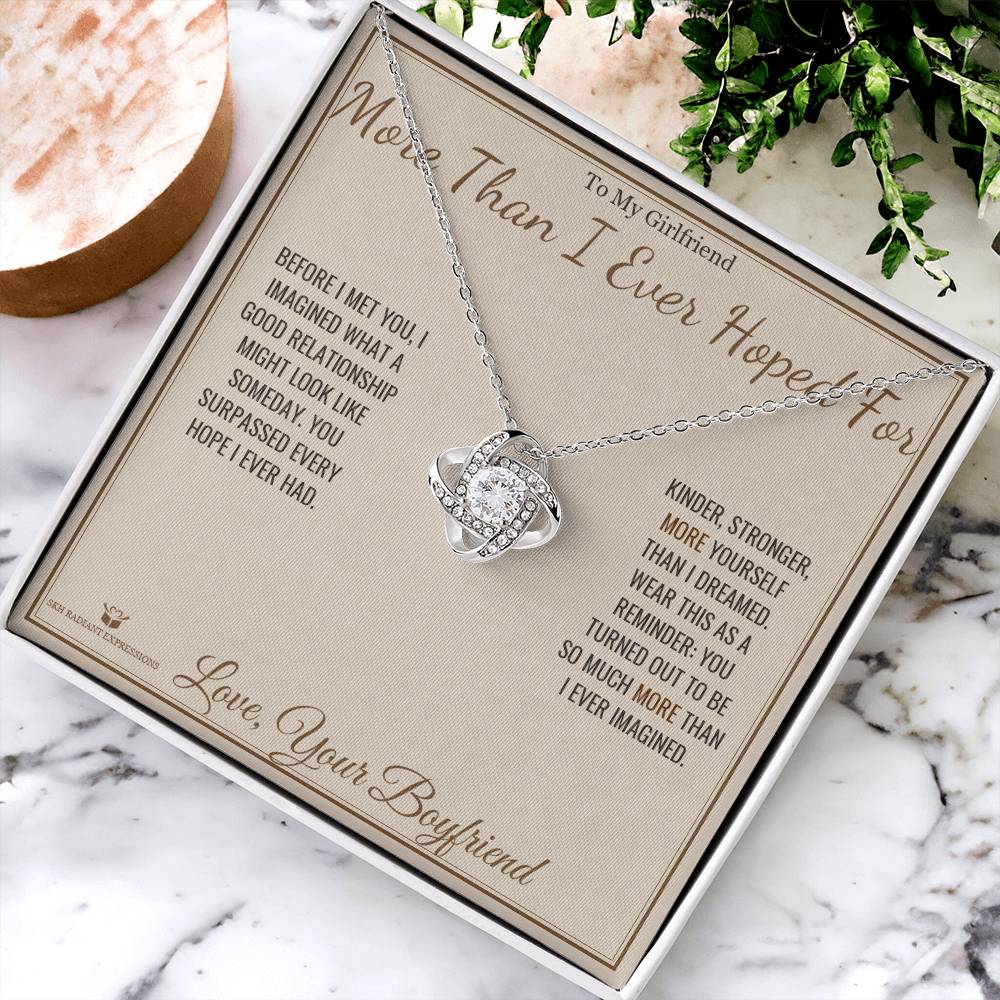 More Than I Ever Hoped For - Love Knot Necklace for Girlfriend - personalized keepsake gift from SKH Radiant Expressions