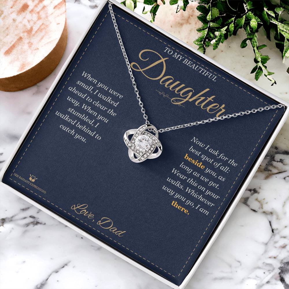 Beside You, Not Behind - Love Knot Necklace for Daughter - personalized keepsake gift from SKH Radiant Expressions