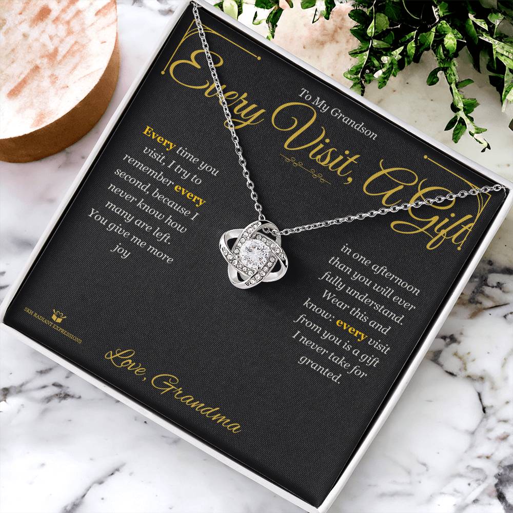 Every Visit, A Gift - Love Knot Necklace for Grandson