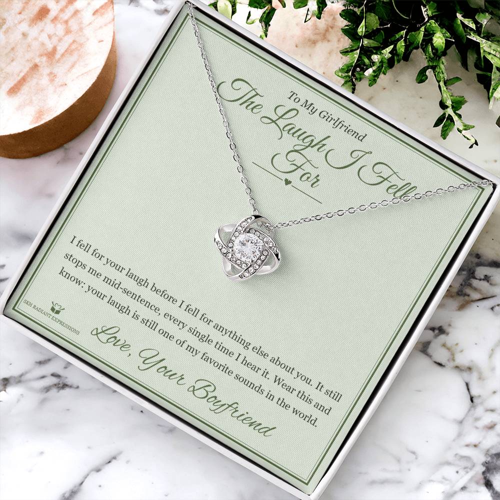 The Laugh I Fell For - Love Knot Necklace with Red Rose Box for Girlfriend
