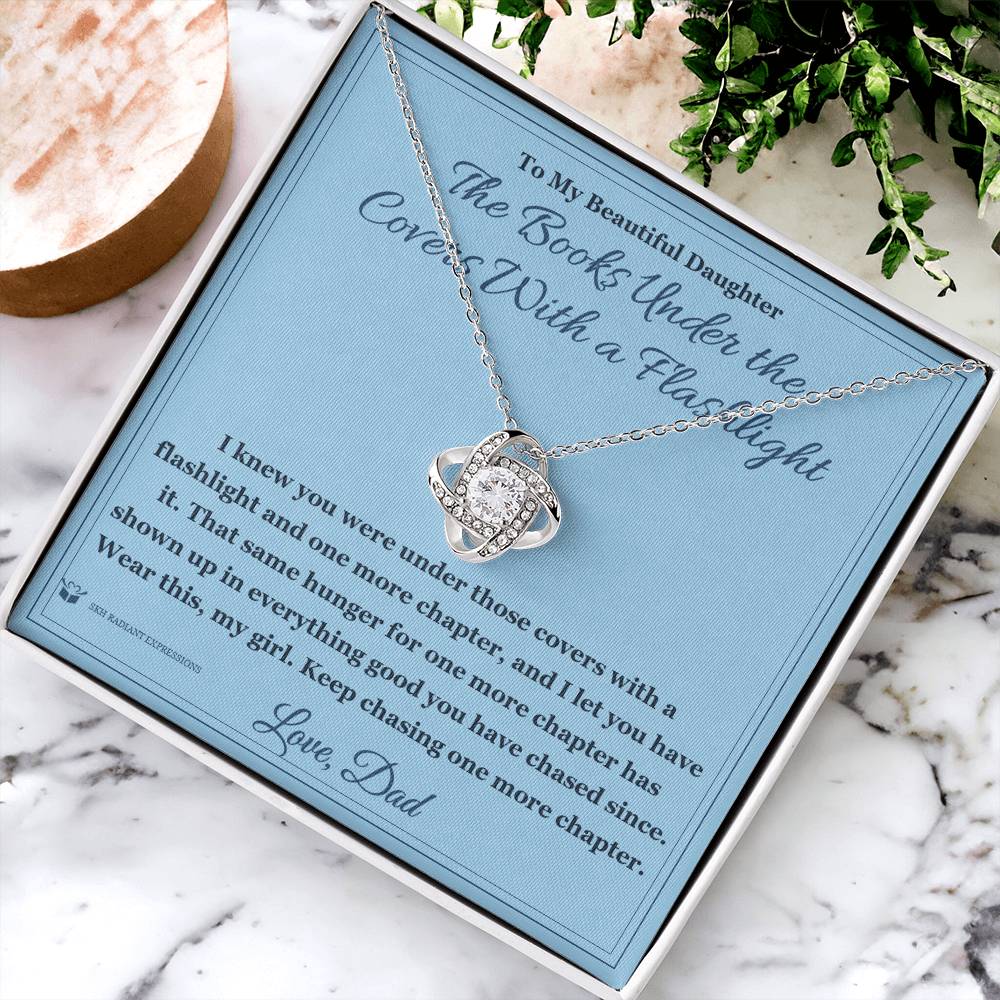 The Books Under the Covers With a Flashlight - Love Knot Necklace for Daughter