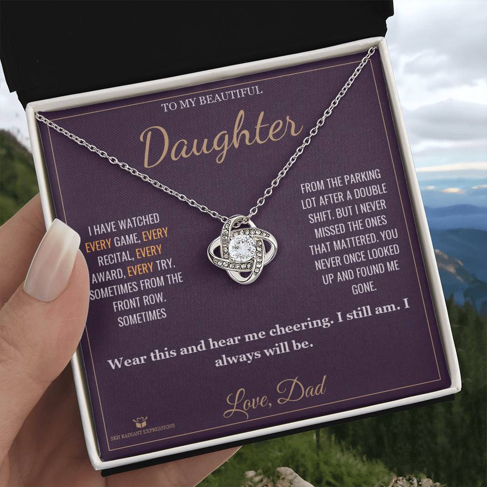 Your Loudest Fan - Love Knot Necklace for Daughter - personalized keepsake gift from SKH Radiant Expressions