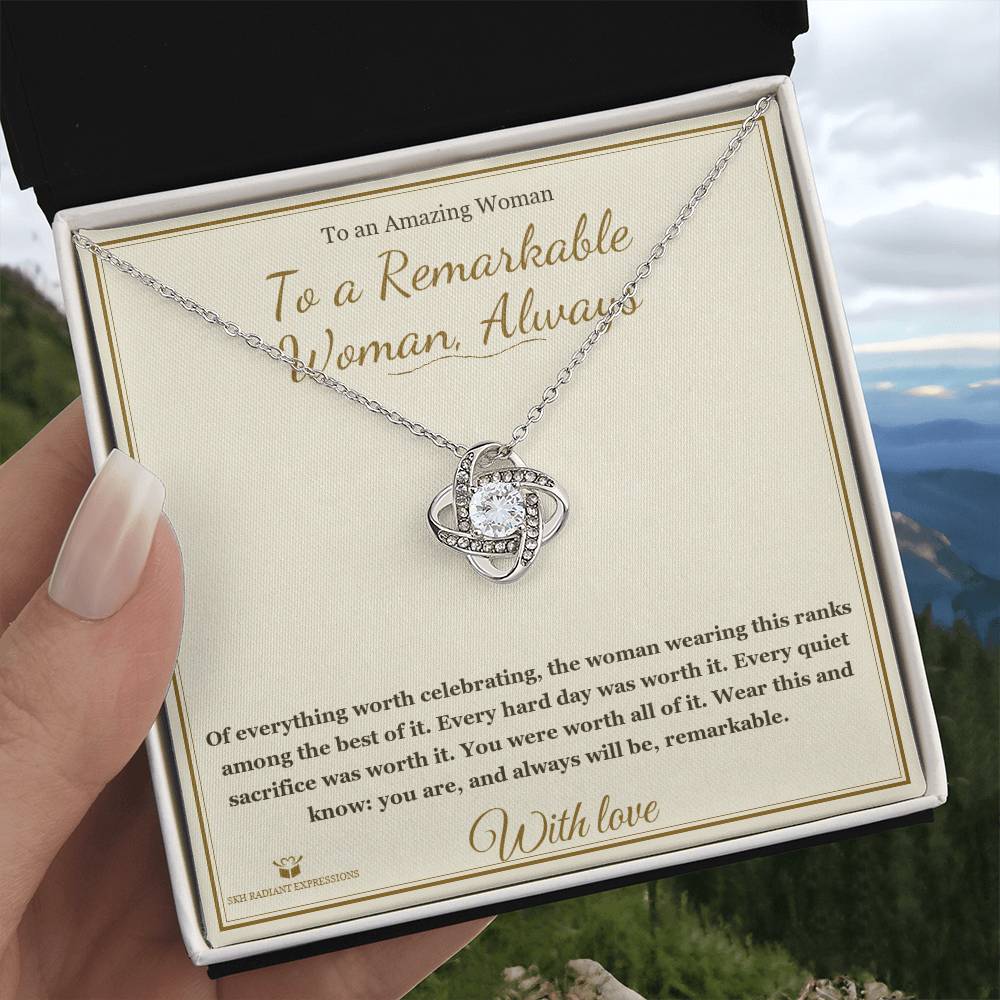 To a Remarkable Woman, Always - Love Knot Necklace for Her