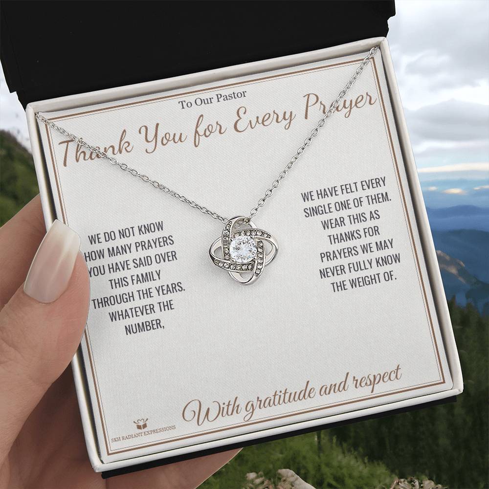 Thank You for Every Prayer - Love Knot Necklace for Pastor - personalized keepsake gift from SKH Radiant Expressions