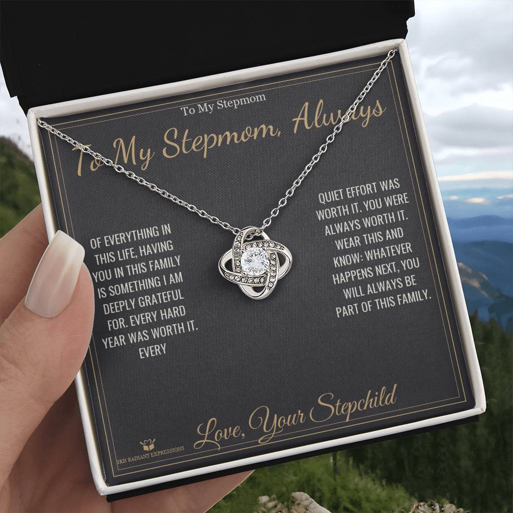 To My Stepmom, Always - Love Knot Necklace for Stepmom - personalized keepsake gift from SKH Radiant Expressions