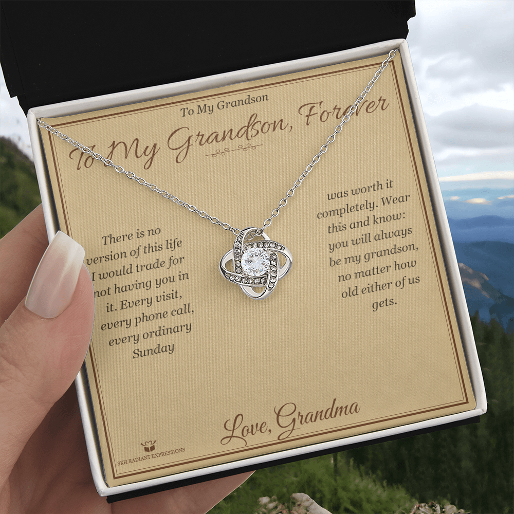 To My Grandson, Forever - Love Knot Necklace for Grandson