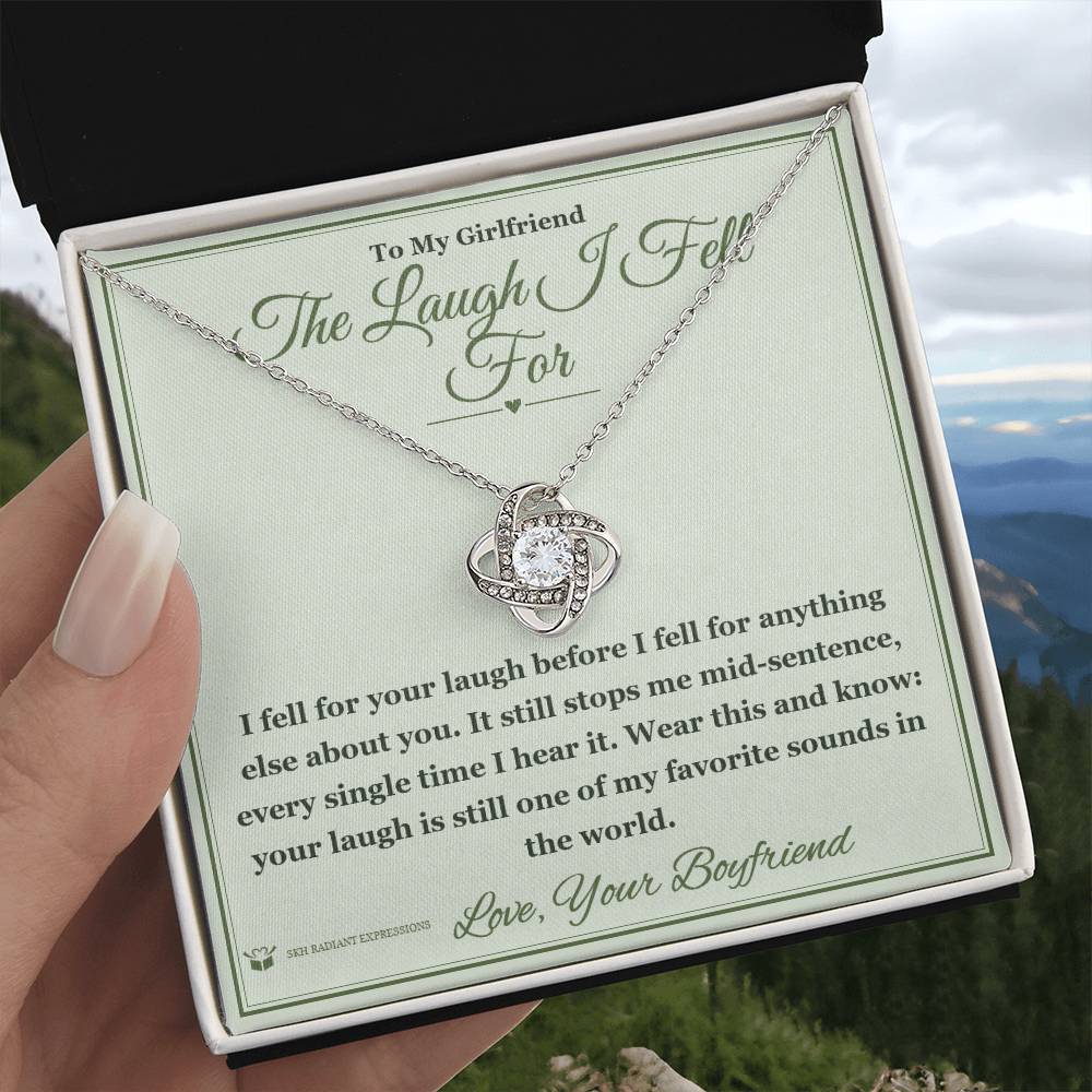 The Laugh I Fell For - Love Knot Necklace with Red Rose Box for Girlfriend