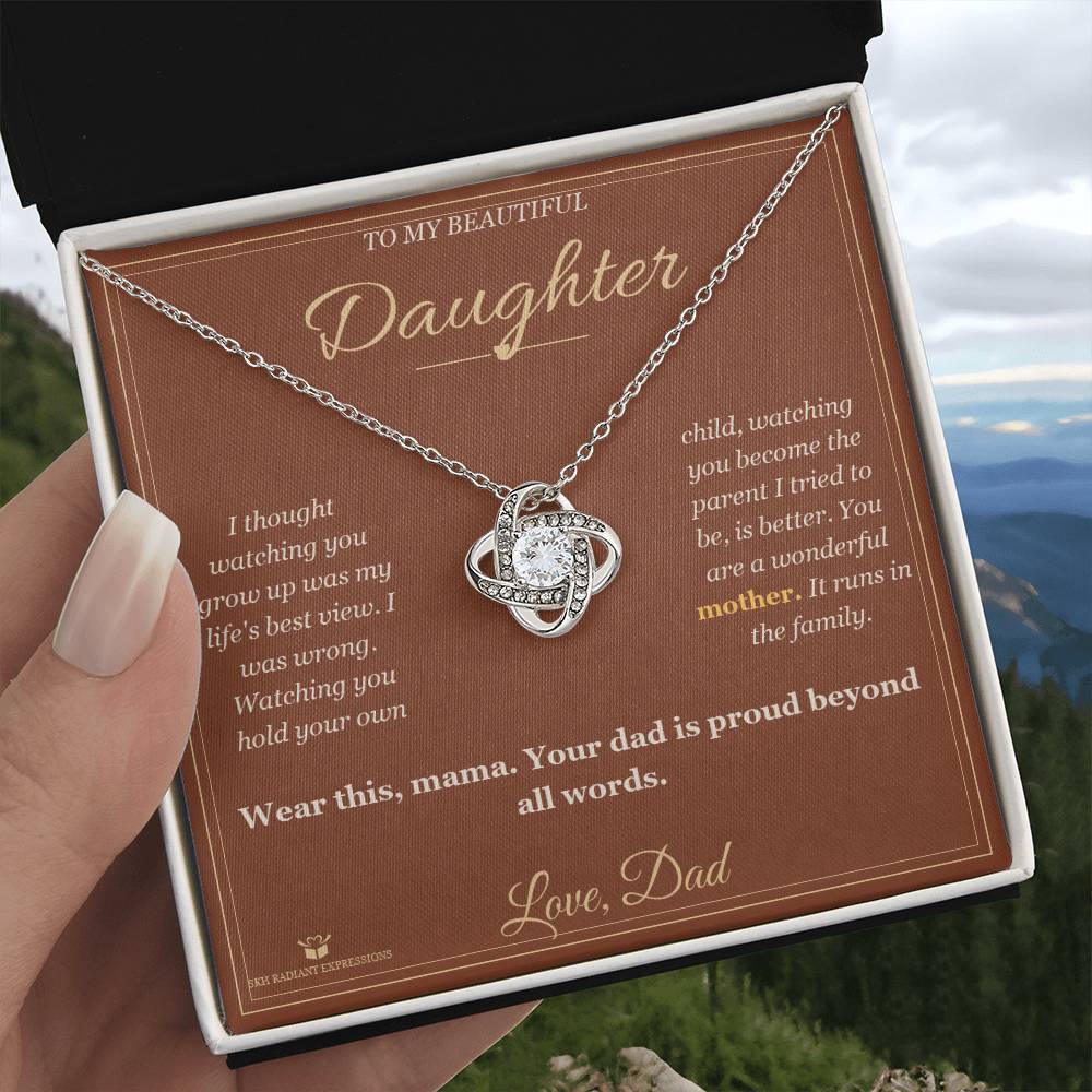 Watching You Become a Mother - Love Knot Necklace for Daughter - personalized keepsake gift from SKH Radiant Expressions