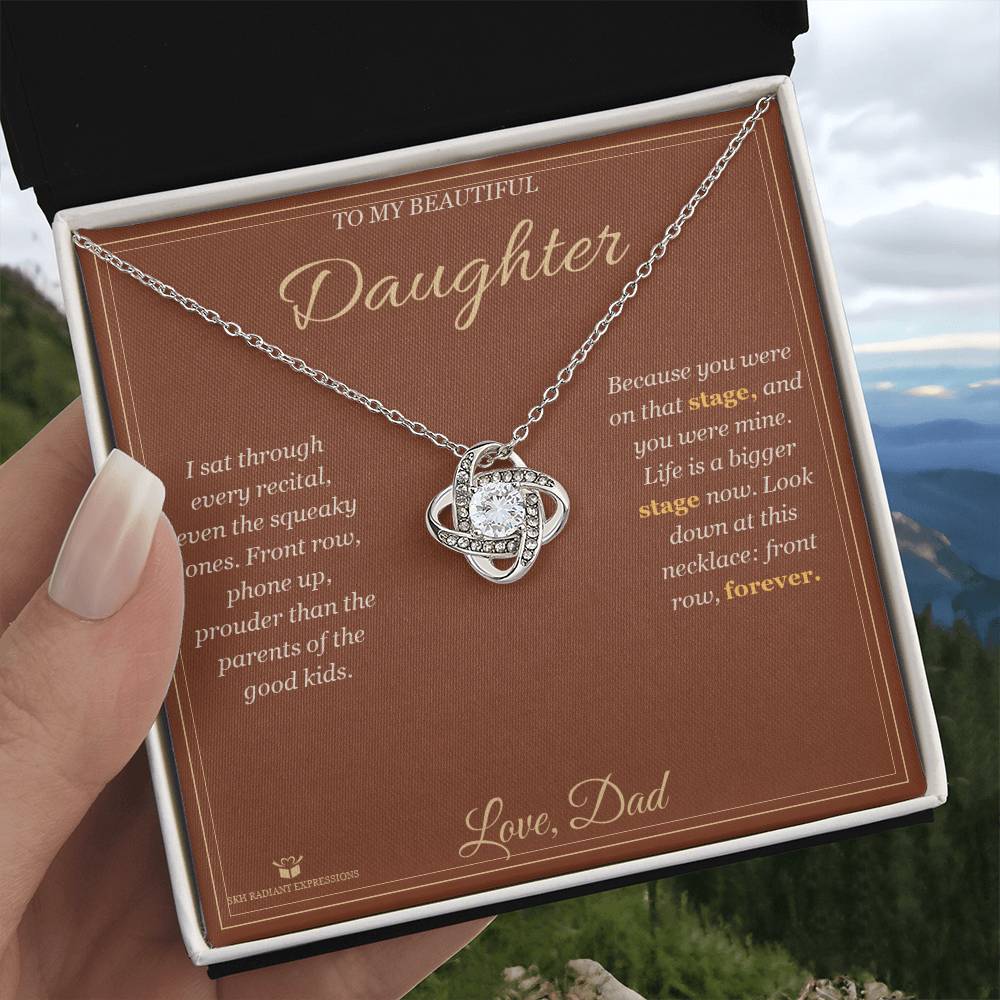 Front Row Forever - Love Knot Necklace for Daughter - personalized keepsake gift from SKH Radiant Expressions