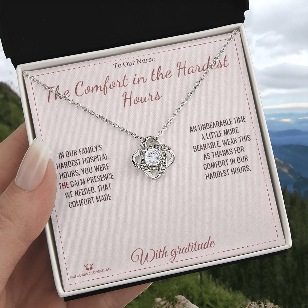 The Comfort in the Hardest Hours - Love Knot Necklace for Nurse - personalized keepsake gift from SKH Radiant Expressions