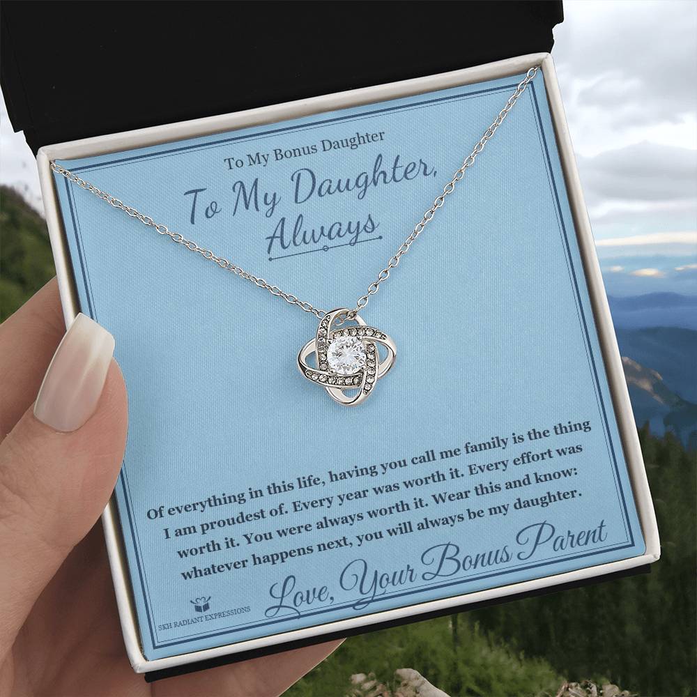 To My Daughter, Always - Love Knot Necklace for Stepdaughter