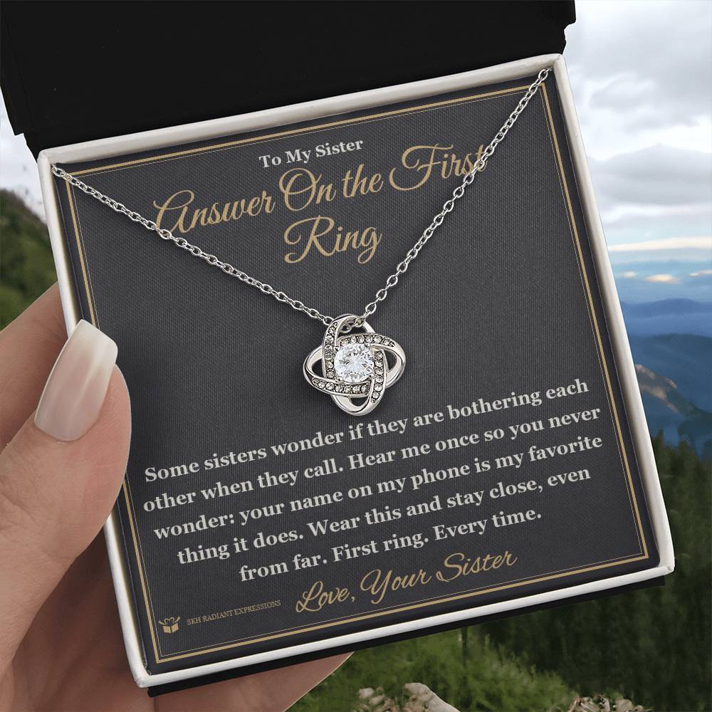 Answer On the First Ring - Love Knot Necklace for Sister