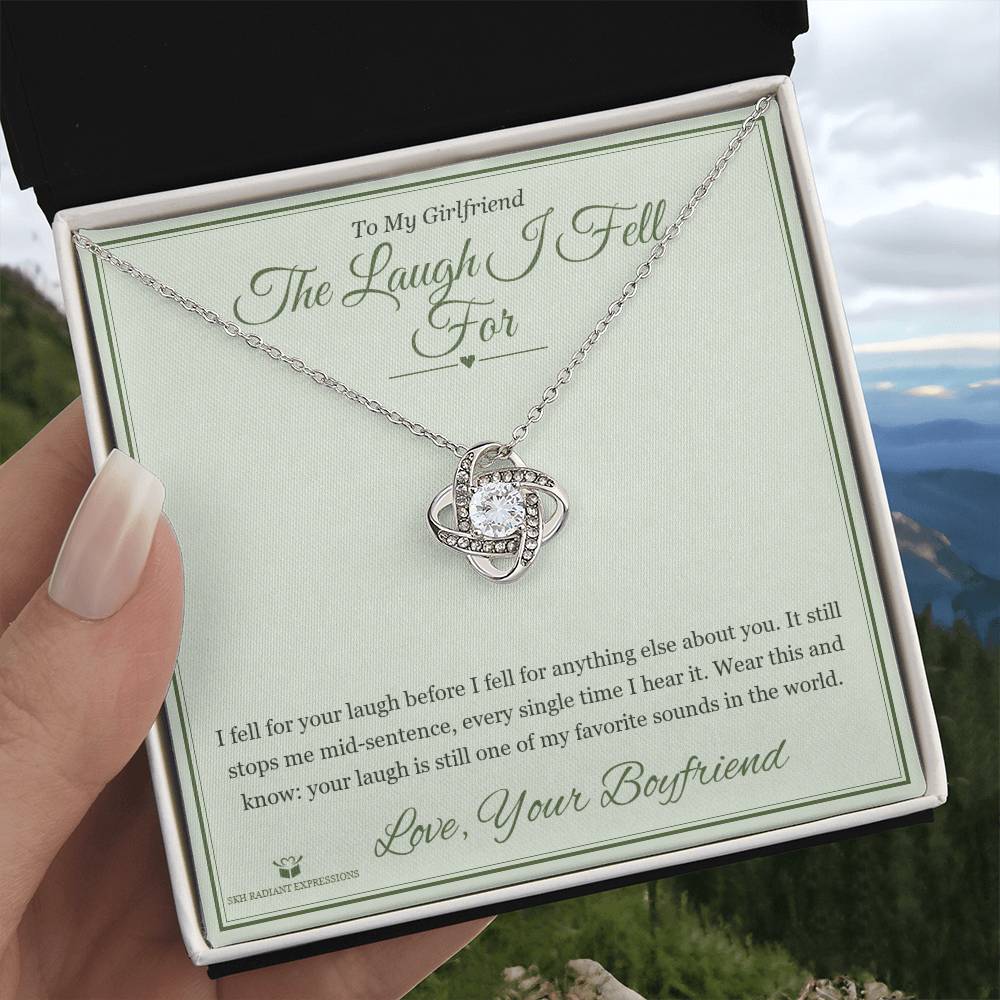 The Laugh I Fell For - Love Knot Necklace with Red Rose Box for Girlfriend