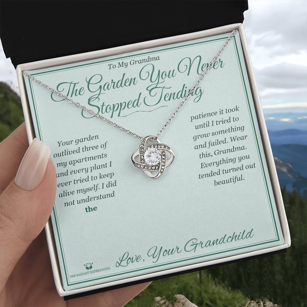 The Garden You Never Stopped Tending - Love Knot Necklace for Grandmother - personalized keepsake gift from SKH Radiant Expressions
