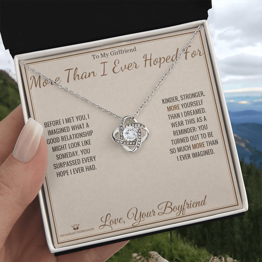 More Than I Ever Hoped For - Love Knot Necklace for Girlfriend - personalized keepsake gift from SKH Radiant Expressions