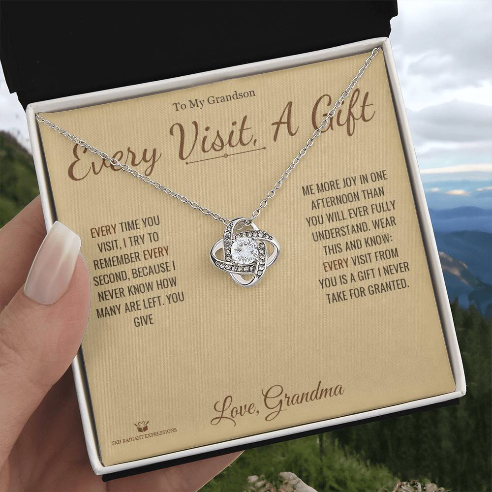 Every Visit, A Gift - Love Knot Necklace for Grandson - personalized keepsake gift from SKH Radiant Expressions