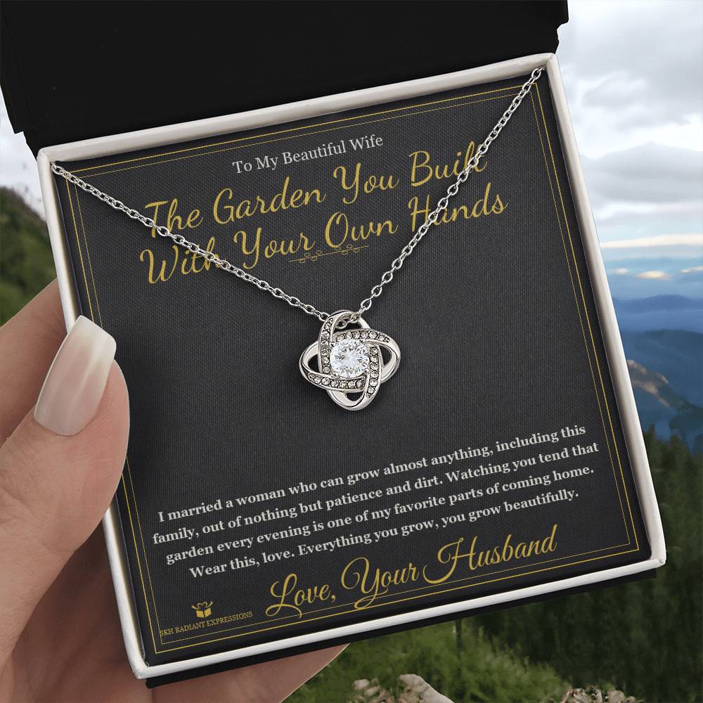 The Garden You Built With Your Own Hands - Love Knot Necklace with Red Rose Box for Wife