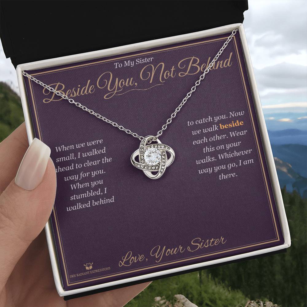 Beside You, Not Behind - Love Knot Necklace for Sister