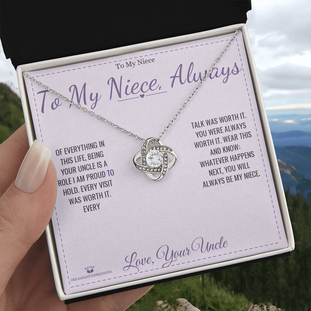 To My Niece, Always - Love Knot Necklace for Niece - personalized keepsake gift from SKH Radiant Expressions