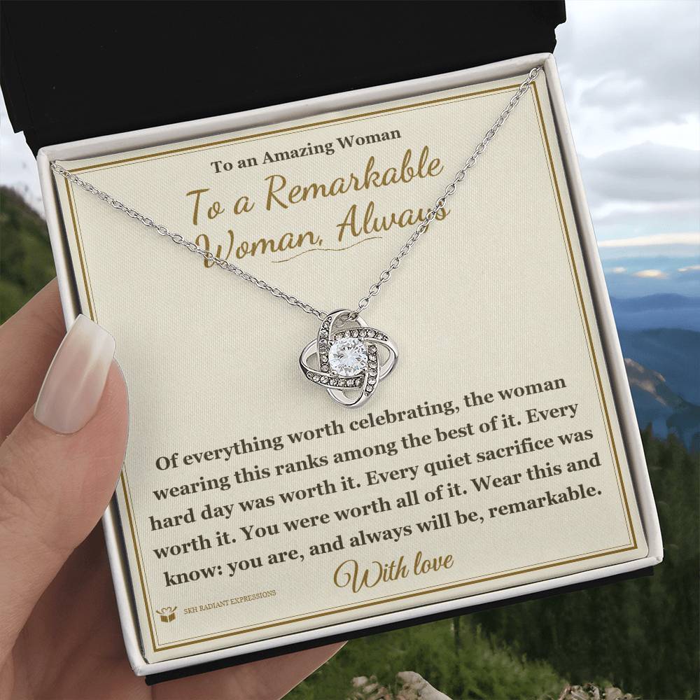 To a Remarkable Woman, Always - Love Knot Necklace for Her