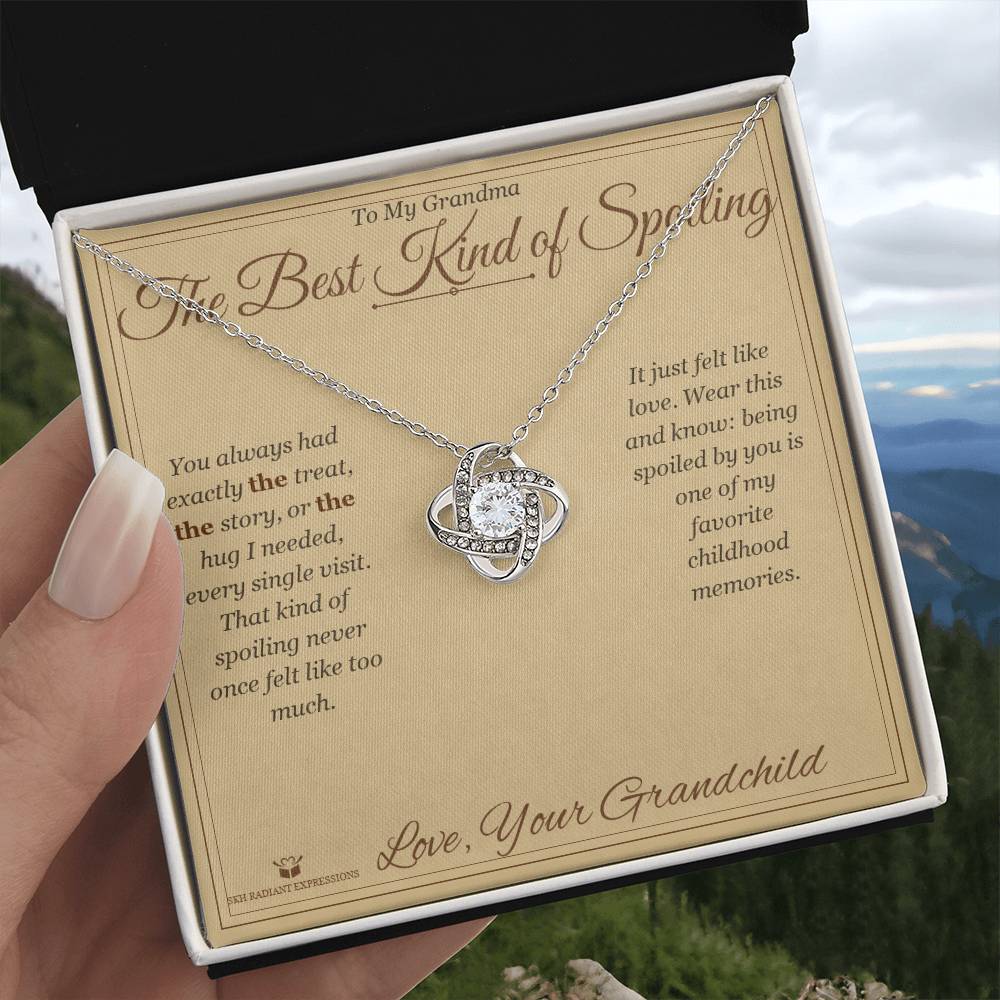 The Best Kind of Spoiling - Love Knot Necklace for Grandmother - personalized keepsake gift from SKH Radiant Expressions