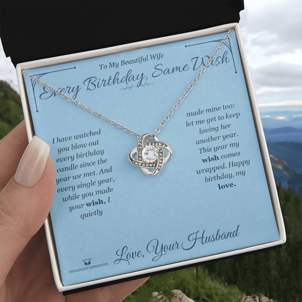 Every Birthday, Same Wish - Love Knot Necklace for Wife - personalized keepsake gift from SKH Radiant Expressions