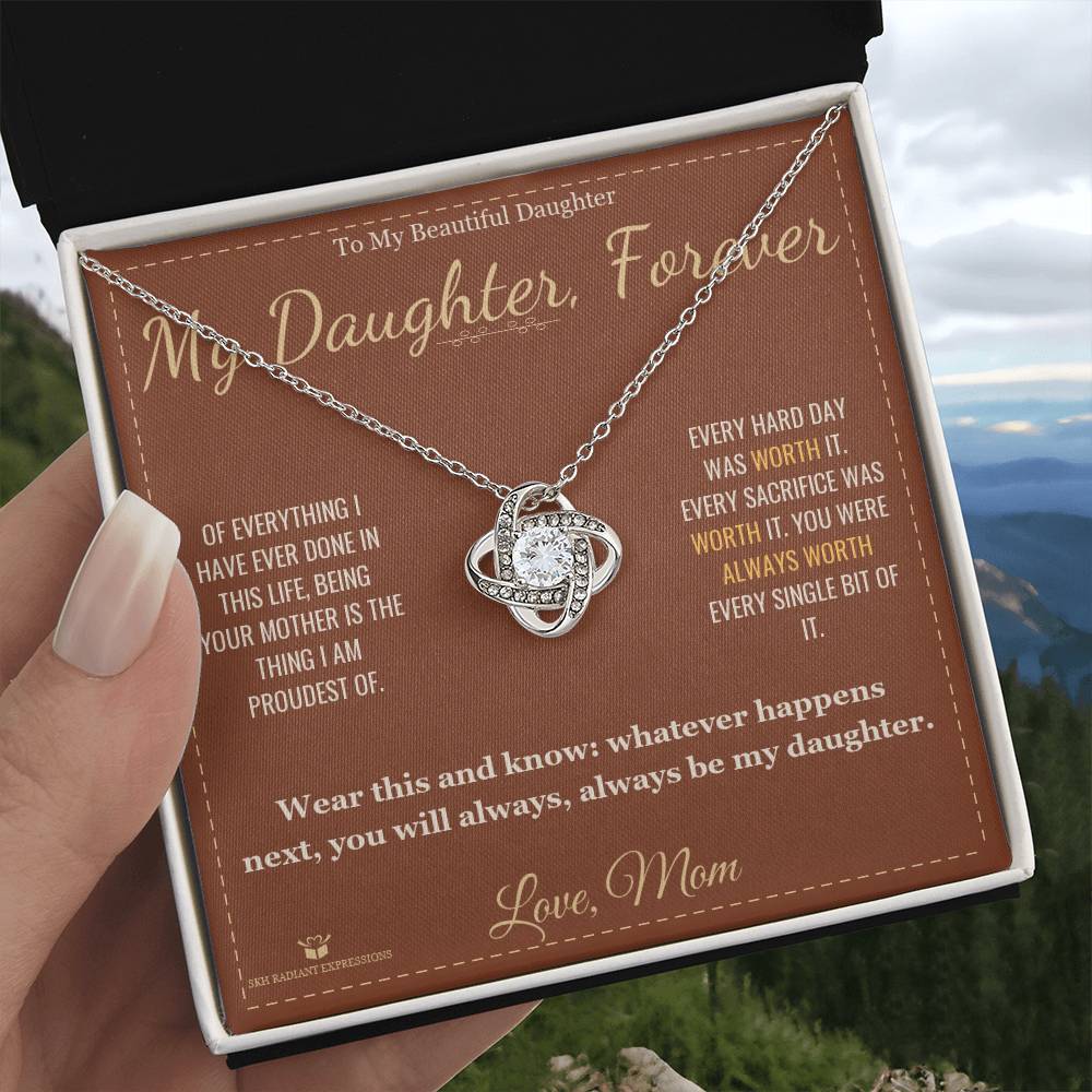 My Daughter, Forever - Love Knot Necklace for Daughter
