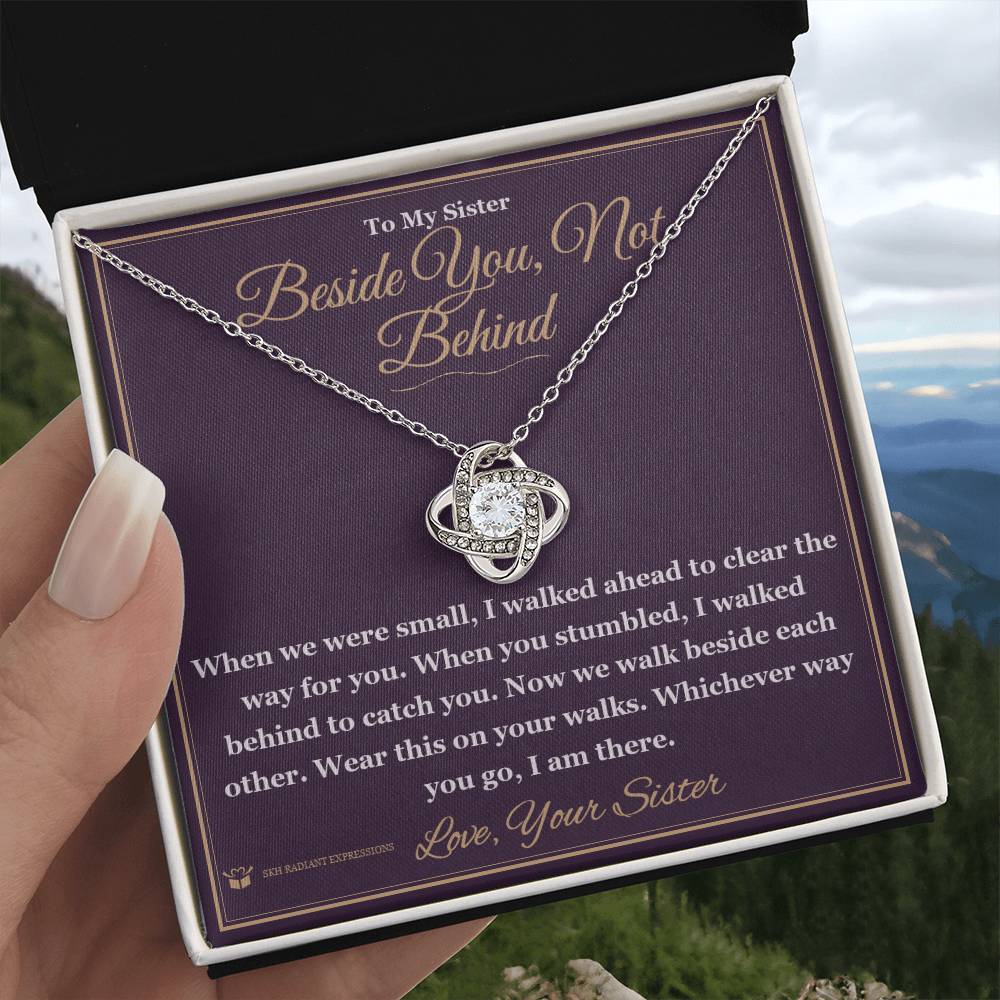 Beside You, Not Behind - Love Knot Necklace for Sister