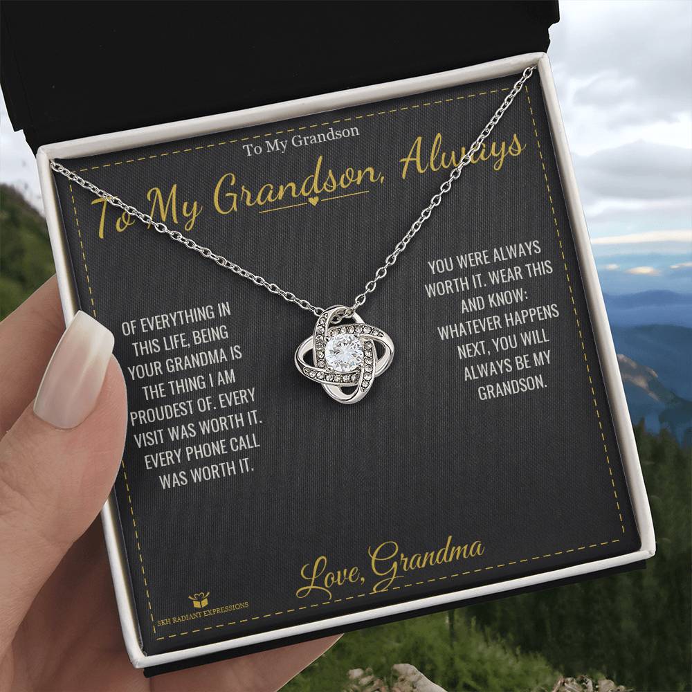 To My Grandson, Always - Love Knot Necklace for Grandson - personalized keepsake gift from SKH Radiant Expressions