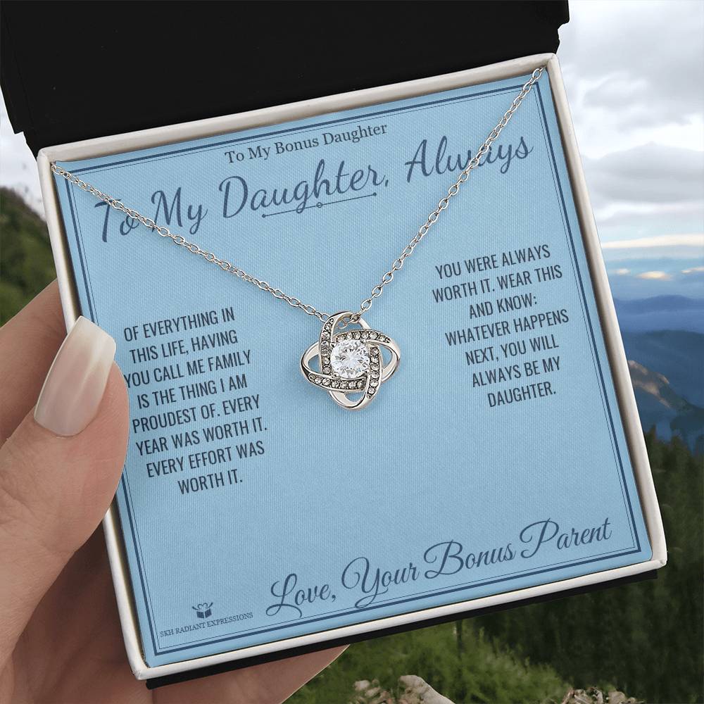 To My Daughter, Always - Love Knot Necklace for Stepdaughter