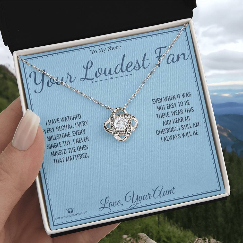 Your Loudest Fan - Love Knot Necklace for Niece - personalized keepsake gift from SKH Radiant Expressions