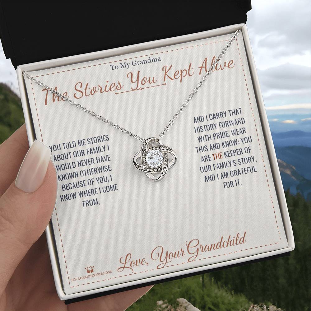 The Stories You Kept Alive - Love Knot Necklace for Grandmother