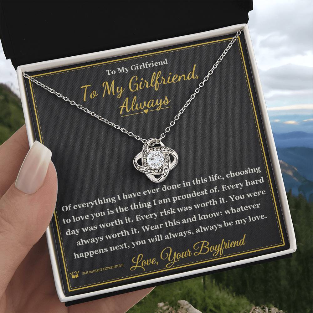 To My Girlfriend, Always - Love Knot Necklace for Girlfriend