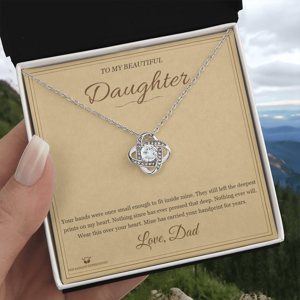 Small Hands, Deep Prints - Love Knot Necklace for Daughter