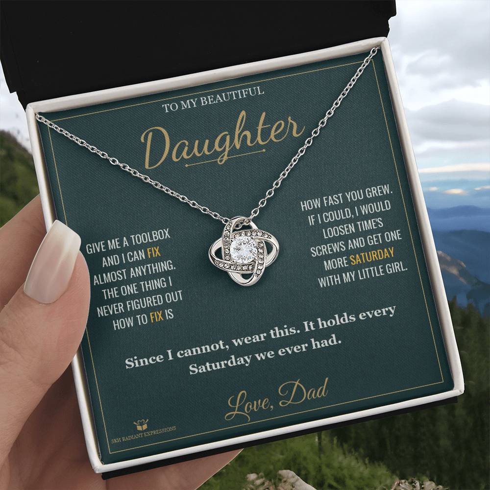 I Can Fix Anything But Time - Love Knot Necklace for Daughter