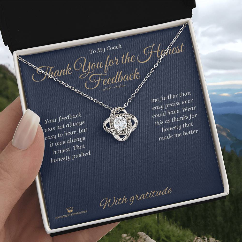 Thank You for the Honest Feedback - Love Knot Necklace for Coach - personalized keepsake gift from SKH Radiant Expressions