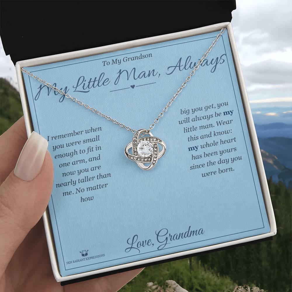 My Little Man, Always - Love Knot Necklace for Grandson - personalized keepsake gift from SKH Radiant Expressions