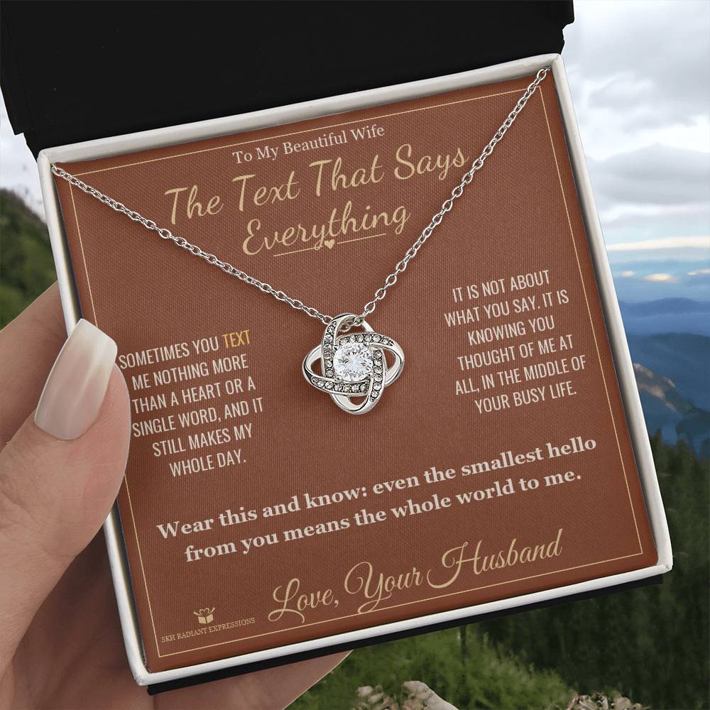 The Text That Says Everything - Love Knot Necklace for Wife - personalized keepsake gift from SKH Radiant Expressions