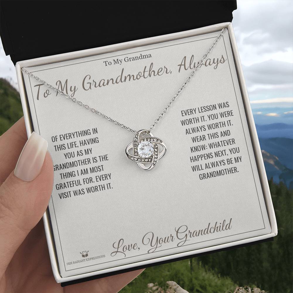 To My Grandmother, Always - Love Knot Necklace for Grandmother