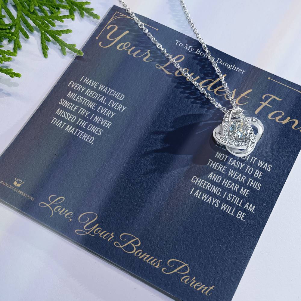 Your Loudest Fan - Love Knot Necklace for Stepdaughter - personalized keepsake gift from SKH Radiant Expressions