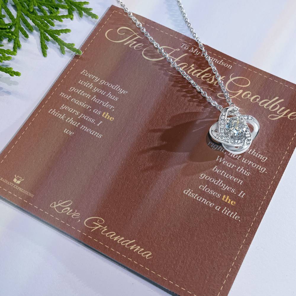 The Hardest Goodbye - Love Knot Necklace for Grandson - personalized keepsake gift from SKH Radiant Expressions