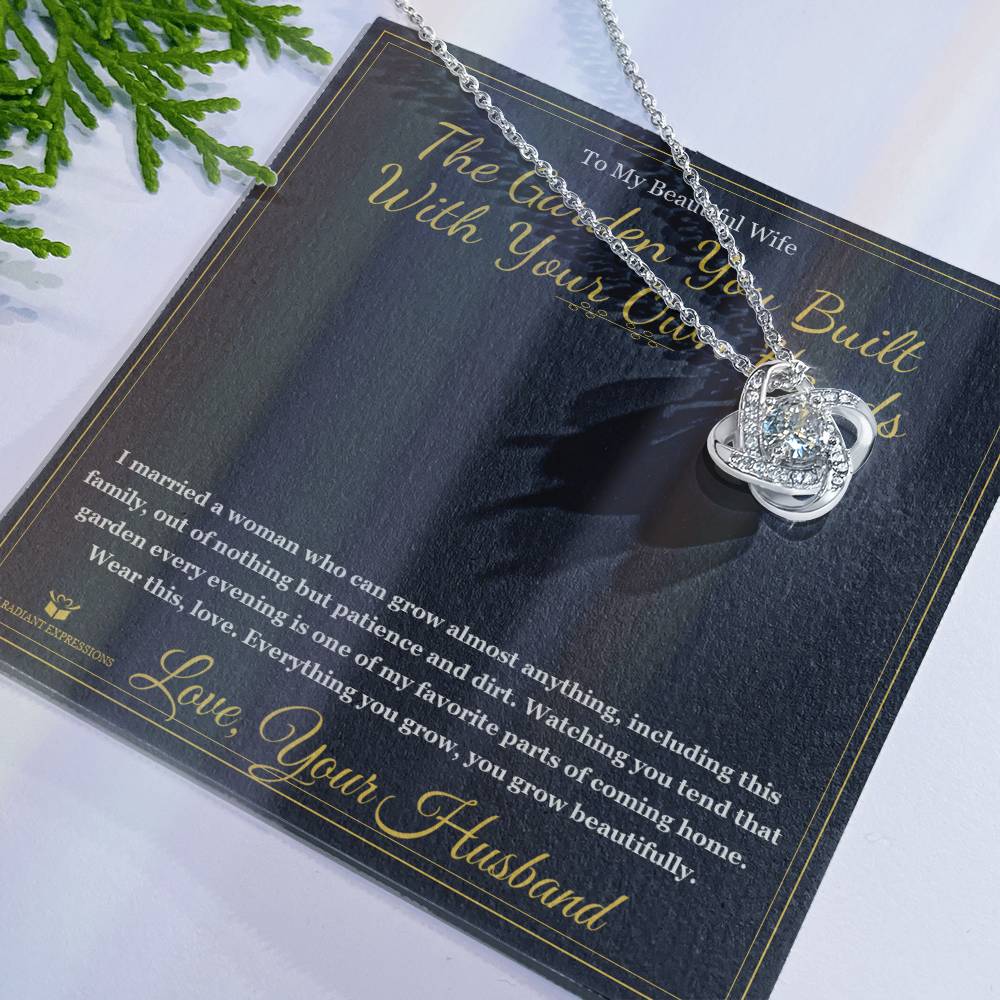 The Garden You Built With Your Own Hands - Love Knot Necklace with Red Rose Box for Wife