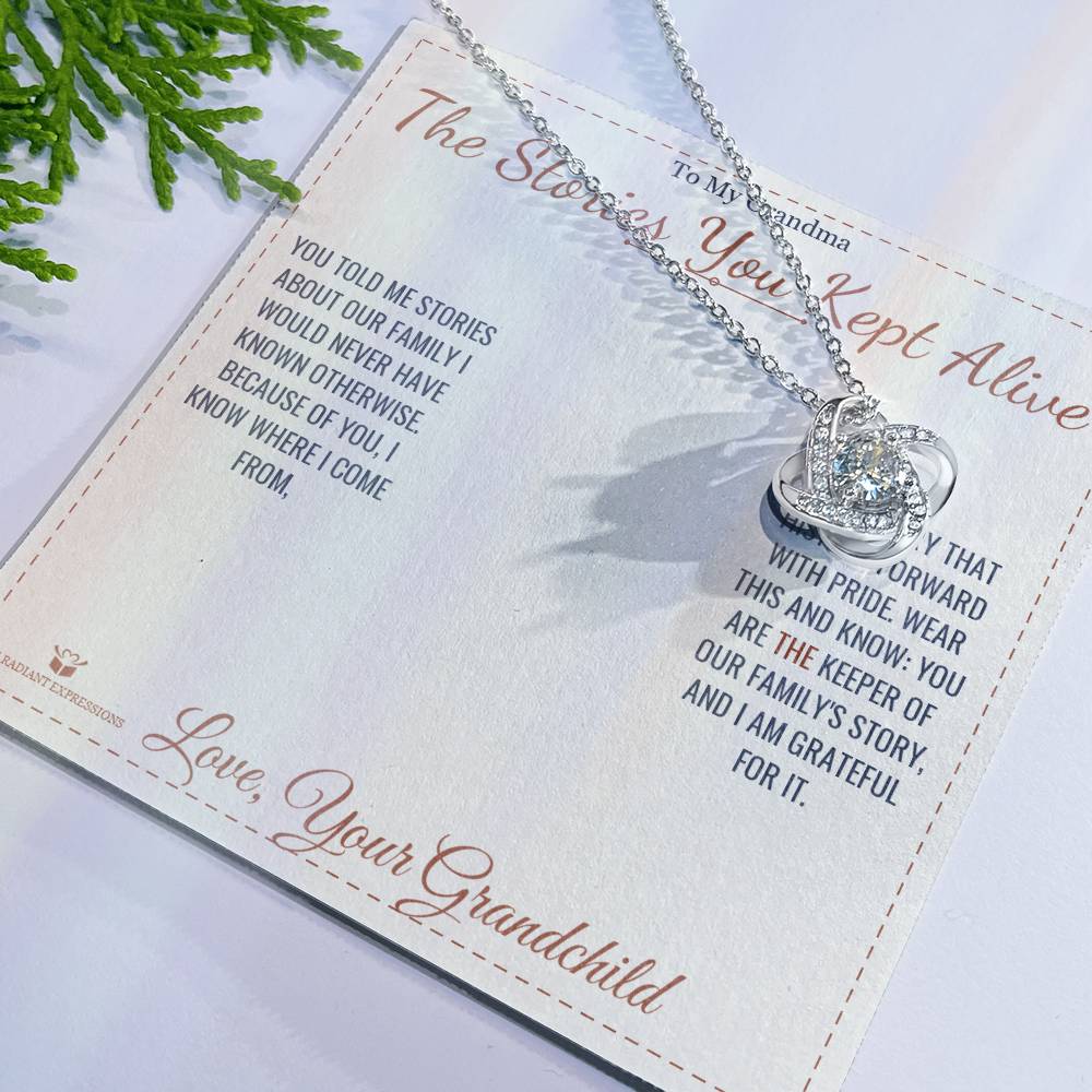 The Stories You Kept Alive - Love Knot Necklace for Grandmother - personalized keepsake gift from SKH Radiant Expressions