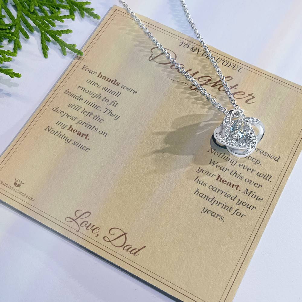 Small Hands, Deep Prints - Love Knot Necklace for Daughter - personalized keepsake gift from SKH Radiant Expressions