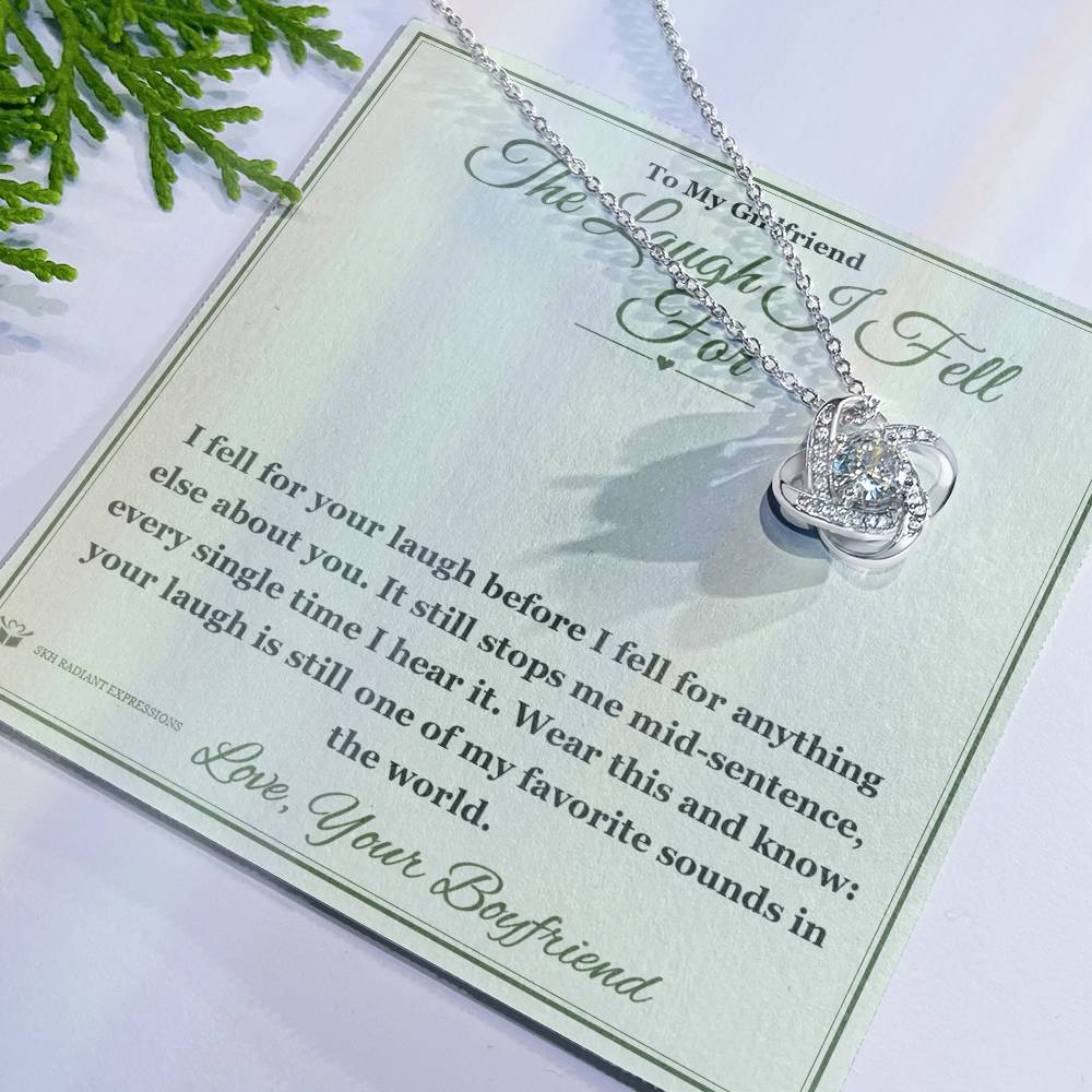 The Laugh I Fell For - Love Knot Necklace with Red Rose Box for Girlfriend