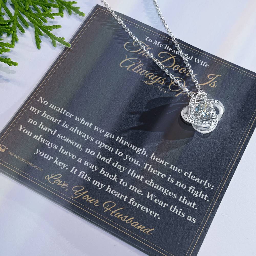 The Door Is Always Open - Love Knot Necklace for Wife