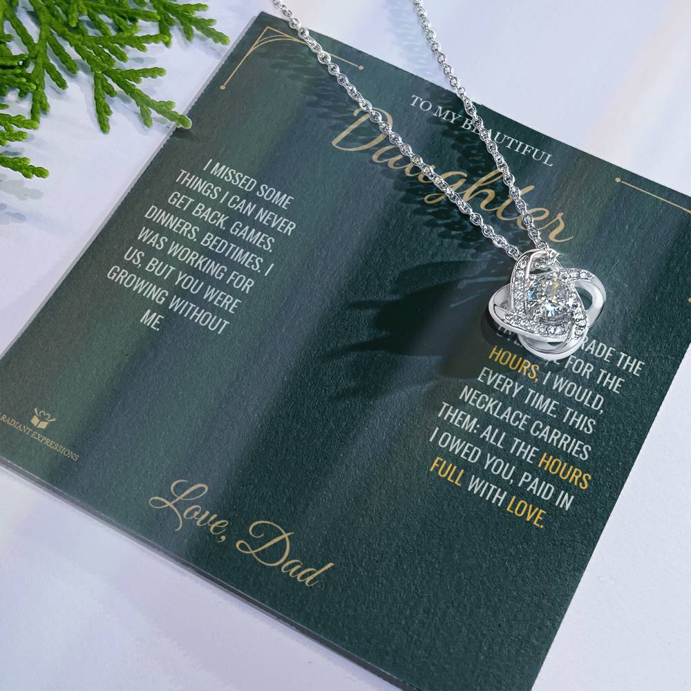 More Than a Paycheck - Love Knot Necklace for Daughter - personalized keepsake gift from SKH Radiant Expressions